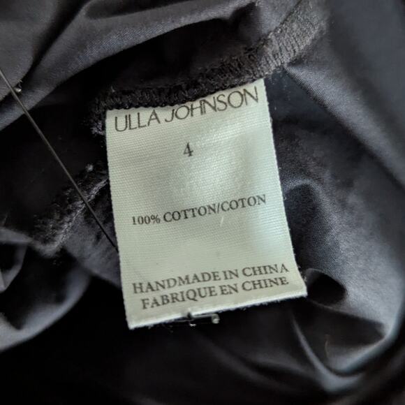 Ulla Johnson Giselle Ruffled Puff Sleeve Mini Dress Size 4 Black Noir Preowned - Picture 5 of 6